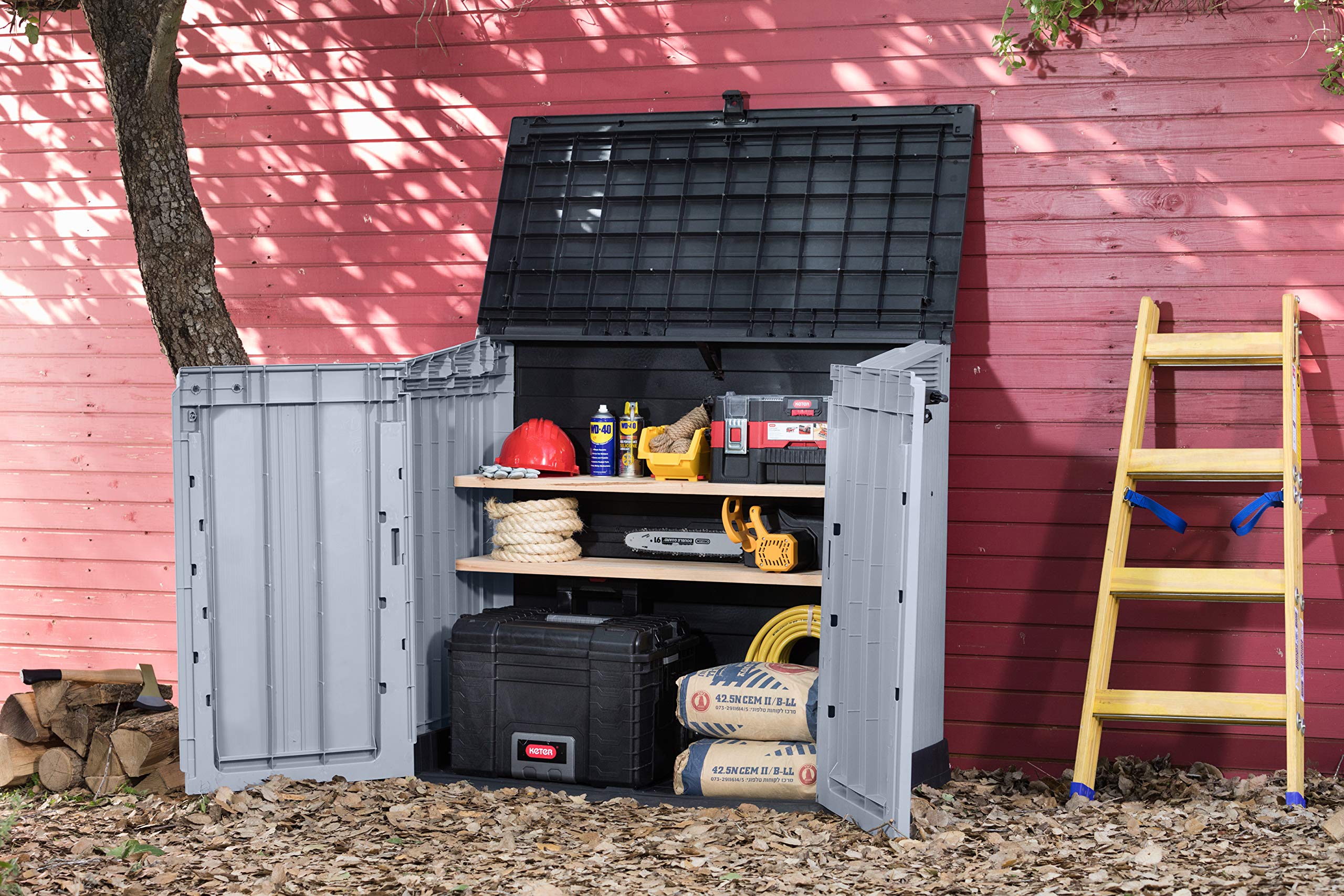 Grassivo™ - 880L Outdoor Garden Storage Shed with Lift-Up Lid & Front Doors